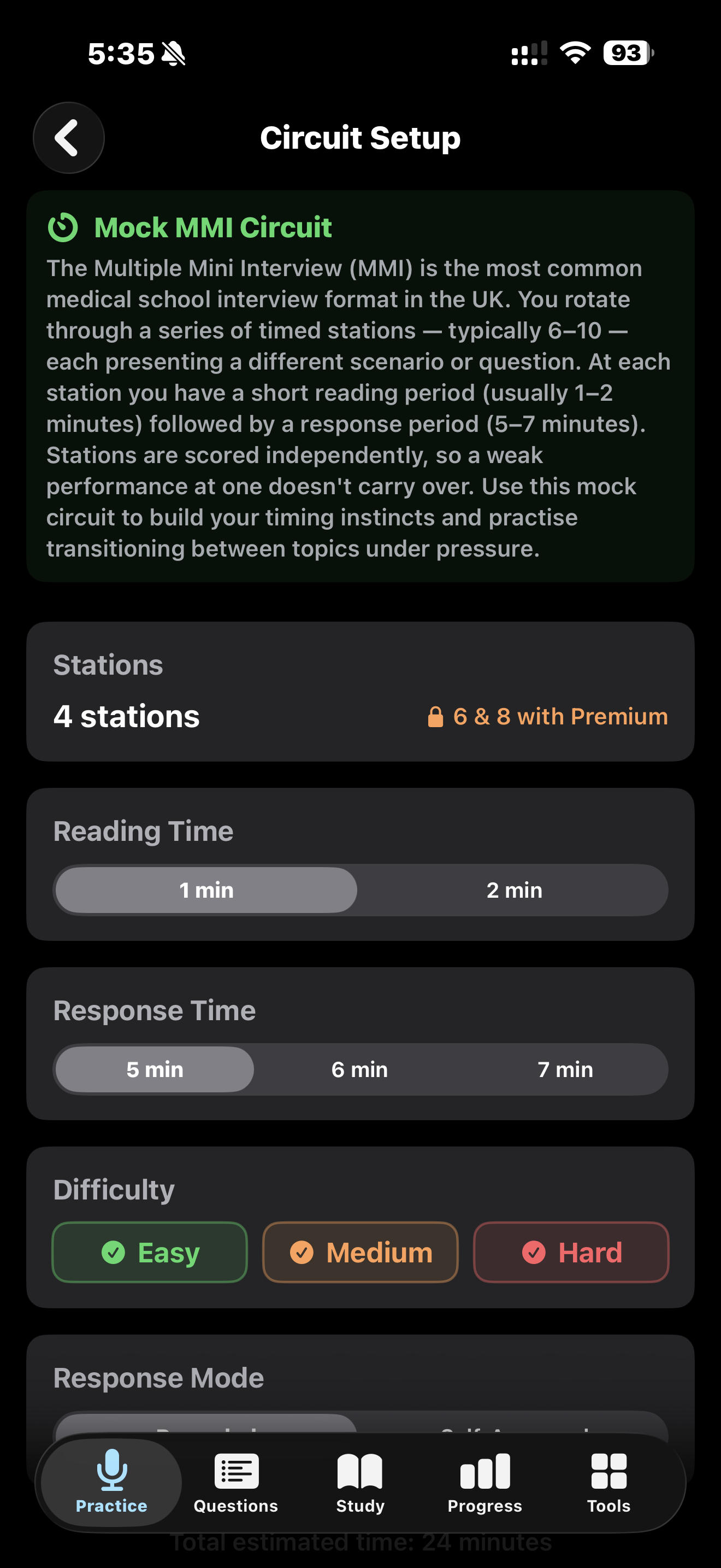 MedMMI Mock MMI Circuit station with timer and question
